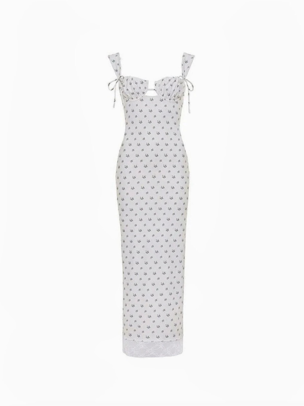 Montce Heidi Floral Petal Long Slip Dress White